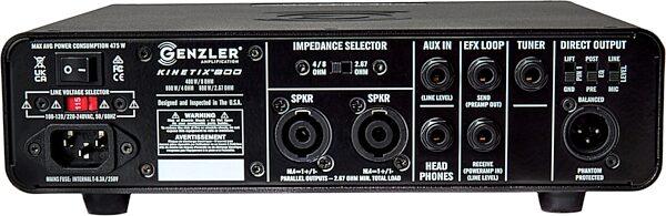 open zoom image for Genzler Kinetix 800 Bass Amplifier Head (800 Watts), New, Action Position Back