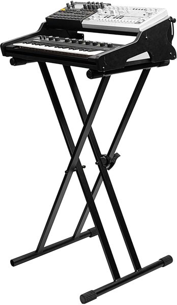 open zoom image for Gator Frameworks Synth Oasis 32 Multi-Tier Keyboard Stand with 1U Rack Space, Black, Action Position Back