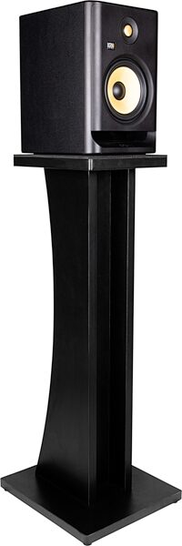 open zoom image for Gator Elite Series Studio Monitor Stand, Single Stand, Black, Angle In Use