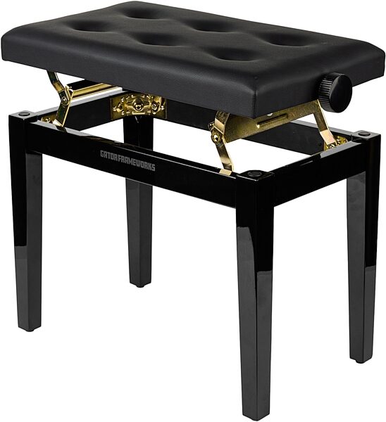 open zoom image for Gator Deluxe Height Adjustable Piano Bench, Black, Action Position Back