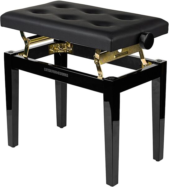 open zoom image for Gator Deluxe Height Adjustable Piano Bench, Black, Action Position Back