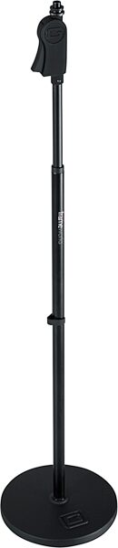 open zoom image for Gator Frameworks Deluxe Round Base Mic Stand, Single Stand, 10 inch base, Action Position Front