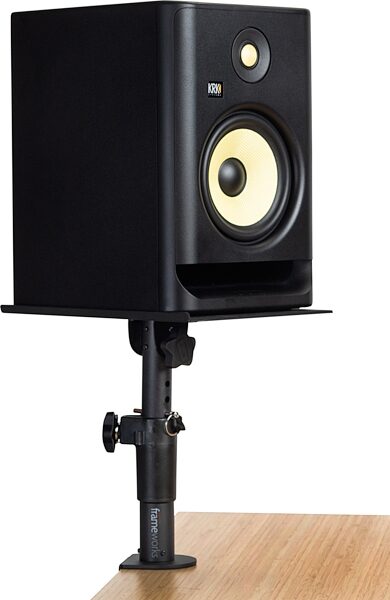 open zoom image for Gator GFWSPKSTMNDSKCMP Clamp-On Desktop Monitor Stands, Pair, New, In Use