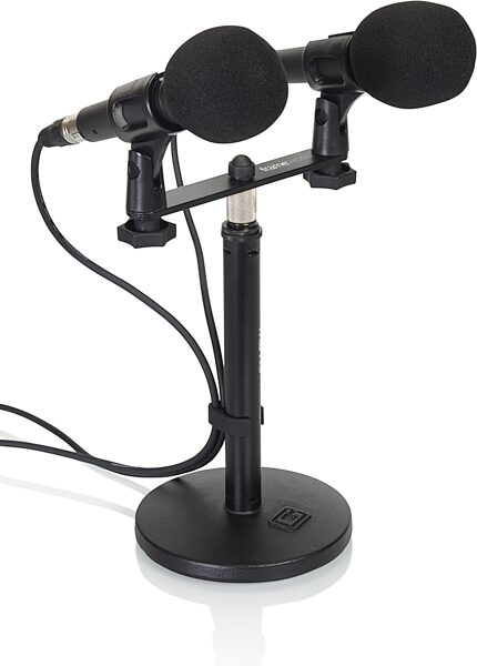 open zoom image for Gator GFWMIC1TO2 Frameworks 1-To-2 Stereo Mic Mount Bar, New, Action Position Side