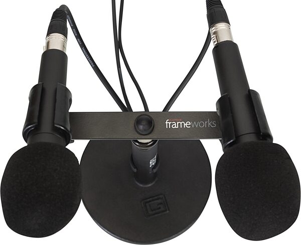 open zoom image for Gator GFWMIC1TO2 Frameworks 1-To-2 Stereo Mic Mount Bar, New, Action Position Side