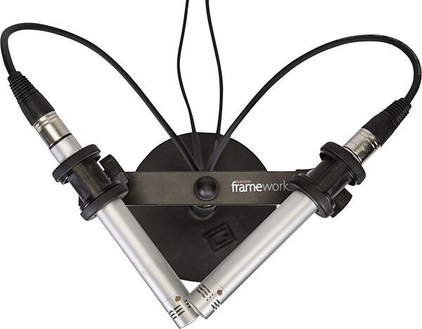 open zoom image for Gator GFWMIC1TO2 Frameworks 1-To-2 Stereo Mic Mount Bar, New, Action Position Side