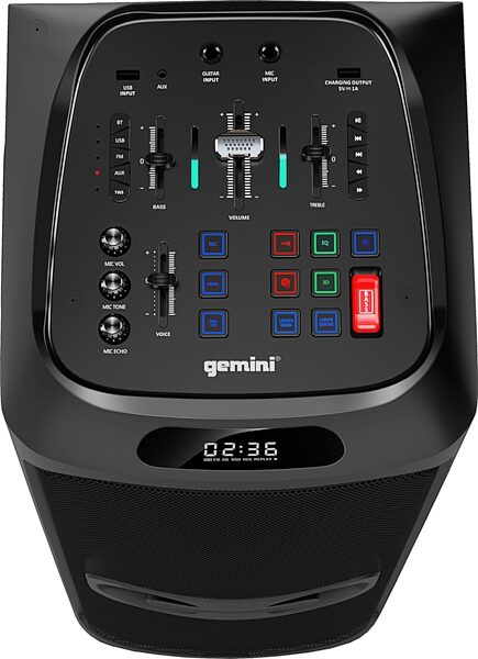 open zoom image for Gemini GHK-2800 Bluetooth Speaker System with LED Party Lighting, New, Action Position Back