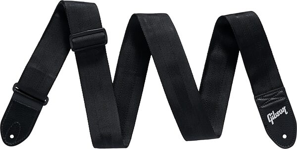 open zoom image for Gibson "The Seatbelt" Guitar Strap, Black, Action Position Front