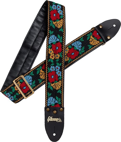 open zoom image for Gibson Printed Guitar Strap, The Garden, Action Position Back