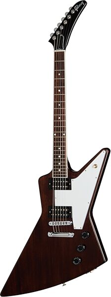 open zoom image for Gibson '70s Explorer Electric Guitar (with Case), Dark Walnut, Action Position Back