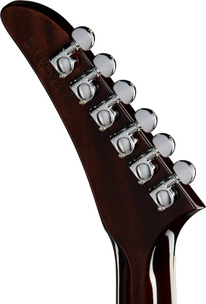 open zoom image for Gibson '70s Explorer Electric Guitar (with Case), Dark Walnut, Action Position Back