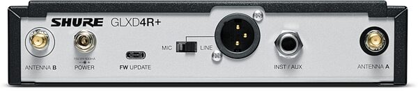 open zoom image for Shure GLXD14R+/MX53 Digital Wireless Headset System, Band Z3 (2.4/5.8 GHz), Receiver Rear
