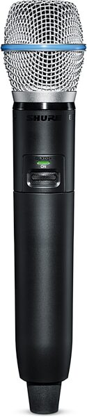open zoom image for Shure GLXD2+/B87A Handheld Wireless Beta87A Microphone Transmitter, Band Z3 (2.4/5.8 GHz), Action Position Back