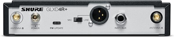 open zoom image for Shure GLXD14R+ / WL93 Digital Lavalier Wireless System, Band Z3 (2.4/5.8 GHz), Action Position Back