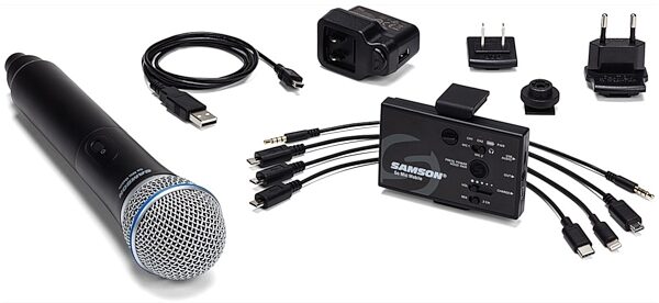 open zoom image for Samson Go Mic Mobile Receiver with Q8 Dynamic Handheld Microphone and Transmitter, New, Alt