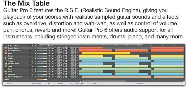open zoom image for Arobas Music Guitar Pro Software (Mac, Windows and Linux), Guitar Pro 6 Mix Table