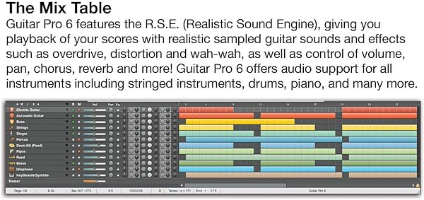 open zoom image for Arobas Guitar Pro 6 Deluxe Soundbank Edition (Mac and Windows), Mix Table