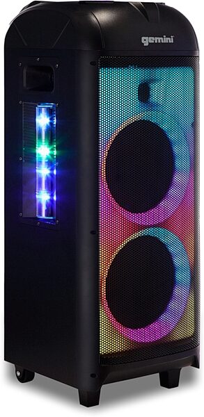 open zoom image for Gemini GPLT-360 Battery-Powered Bluetooth Speaker System with LED Lights (1000 Watts), New, Action Position Back