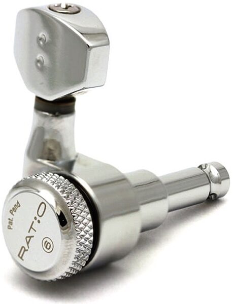 open zoom image for Graph Tech Ratio Tuned Staggered Locking Tuners, Chrome, Contemporary Mini, Main
