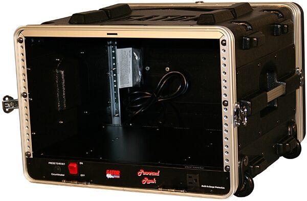 open zoom image for Gator GRR6PLUS 6-Space Powered Lockable Rolling Rack, New, Open