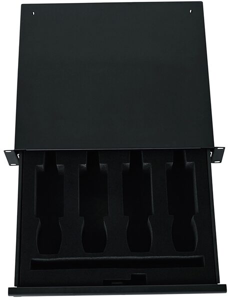 open zoom image for Gator Rackworks Wireless Microphone Rack Drawer, 2-Space, Top