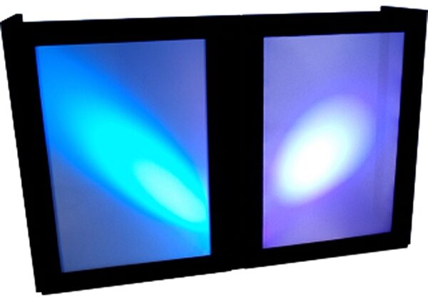 open zoom image for Grundorf G-Screen GS-LS4872T Floorstanding DJ Facade, Black Lycra/Black Carpet, GS-LSB4872TB, Angle