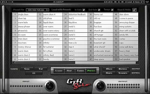 open zoom image for Waves GTR Solo Software Amplifier and FX Modeling Software, Screenshot - Presets