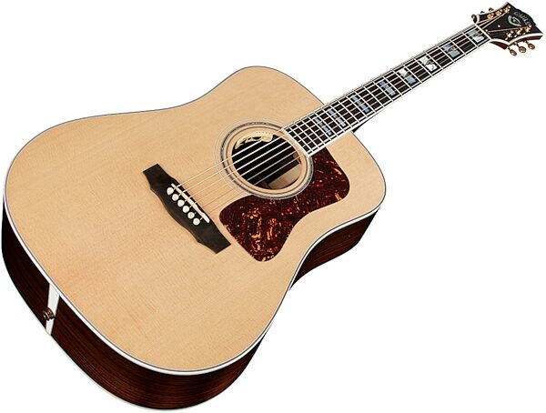 open zoom image for Guild D-55E Acoustic-Electric Guitar, Natural, with Case, Action Position Back