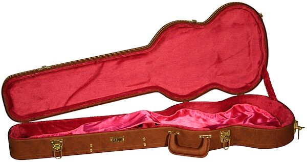 open zoom image for Gator GWSGBROWN Traditional Wood Case for SG-Style Guitars, Open View