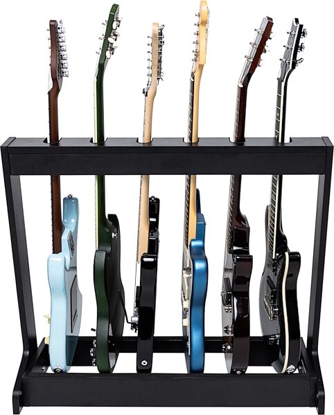 open zoom image for Gator Wooden Guitar Rack, Black, GFW-GTR-WD6RK, Action Position Back