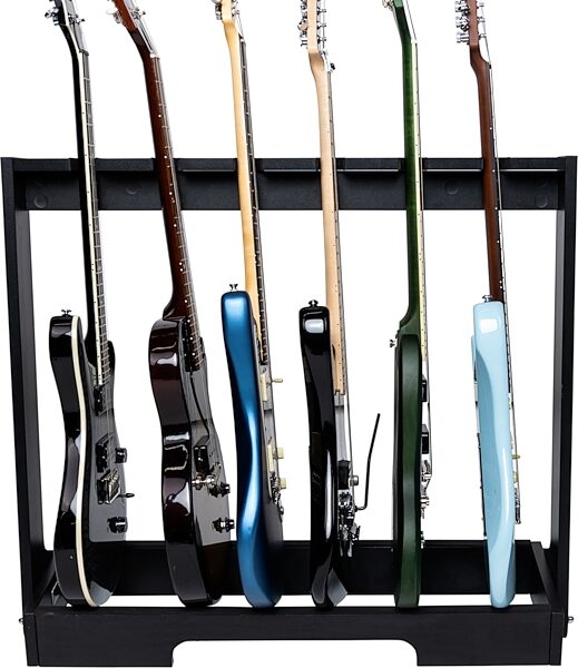 open zoom image for Gator Wooden Guitar Rack, Black, GFW-GTR-WD6RK, Action Position Back