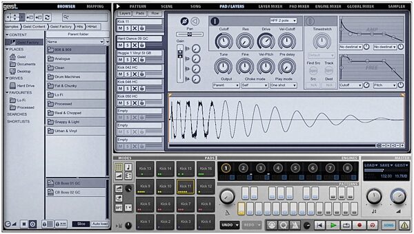 open zoom image for FXpansion Geist Sampling Drum Machine Software, Screenshot - Pad Layer