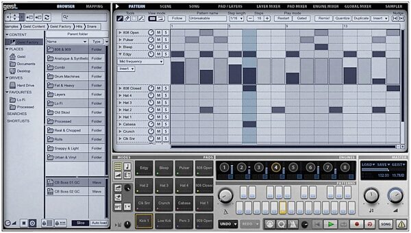 open zoom image for FXpansion Geist Sampling Drum Machine Software, Screenshot - Pattern