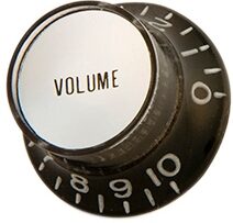 open zoom image for Gibson Top Hat Knobs, 4-Pack, Black (with Silver Metallic Insert), Detail