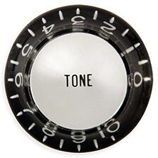 open zoom image for Gibson Top Hat Knobs, 4-Pack, Black (with Silver Metallic Insert), Detail