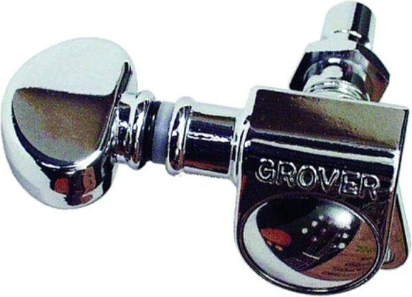 open zoom image for Grover 406 Series Mini Locking Rotomatic Tuning Machines, Chrome, 406C, 3+3, Action Position Back