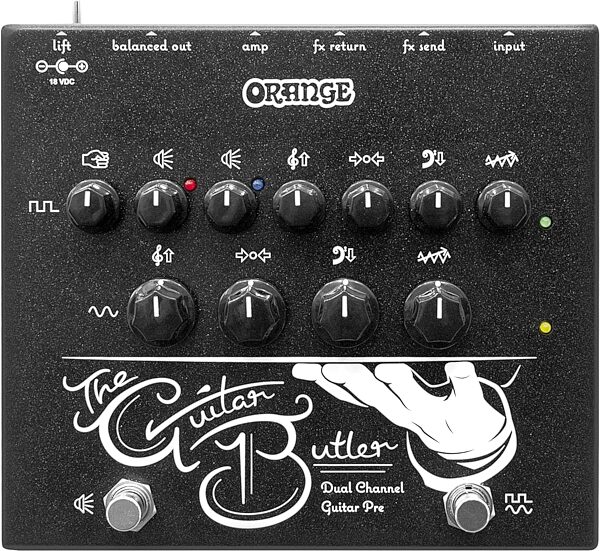 open zoom image for Orange Guitar Butler Dual Channel Guitar Preamp Pedal, New, Action Position Back