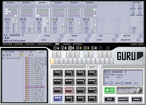 open zoom image for FXpansion Guru Loop Splicing Software, Mix View
