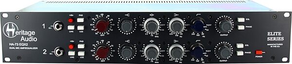 open zoom image for Heritage Audio HA73EQX2 Elite Series 2-Channel Microphone Preamplifier with Equalizer, New, Action Position Front