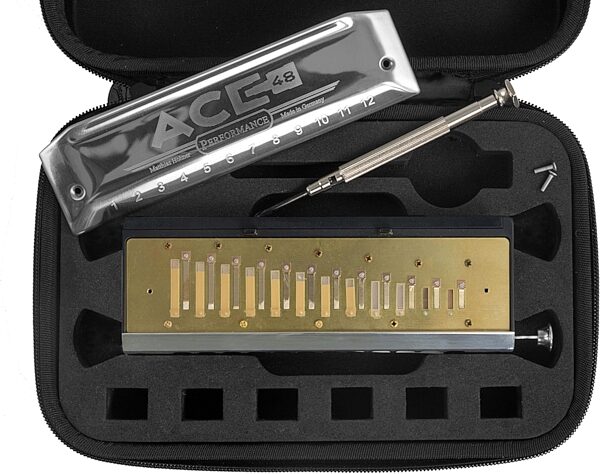 open zoom image for Hohner Ace 48 Chromatic 12-Hole Harmonica, New, Action Position Back