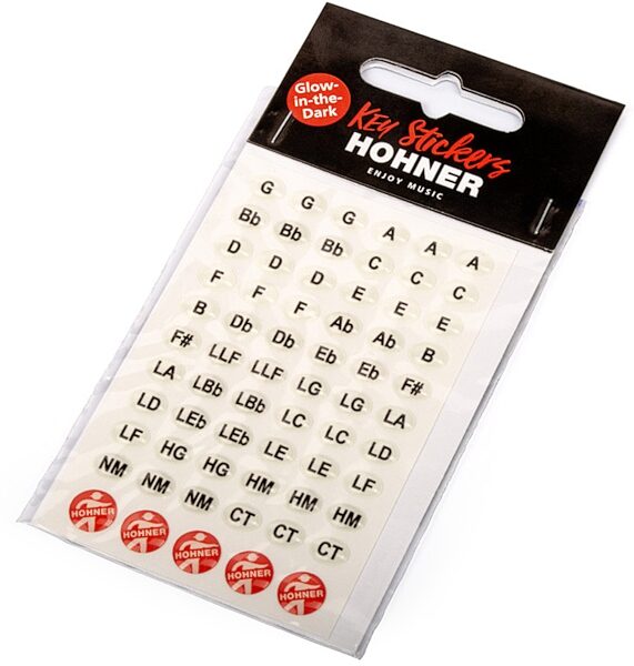open zoom image for Hohner Glow in the Dark Harmonica Key Stickers, New, Action Position Back