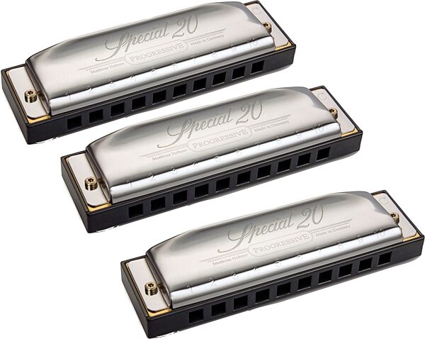 open zoom image for Hohner SPC20 Special 20 Harmonica, 3-Pack, Keys of A, C, and G, Action Position Back