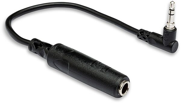open zoom image for Hosa MHE-100.5 Female TRS 1/4" to Right-Angle TRS 1/8" Headphone Adapter Cable, 6 inch, Main