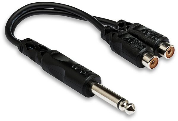 open zoom image for Hosa Y Cable, Mono 1/4" TS Male to Dual RCA Female, 6 inch, YPR103, Main