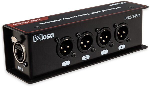 open zoom image for Hosa DNX-345m DMX/AES/Analog Audio Extender, 3-Pin XLR Male to Ethernet/RJ45/CAT5e/CAT6, Open Box (Like New), Action Position Front