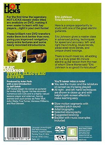 open zoom image for Hot Licks Eric Johnson Total Electric Guitar Video, Back