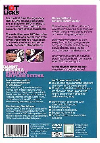 open zoom image for Hot Licks Danny Gatton 2 Strictly Rhythm Guitar Video, Back