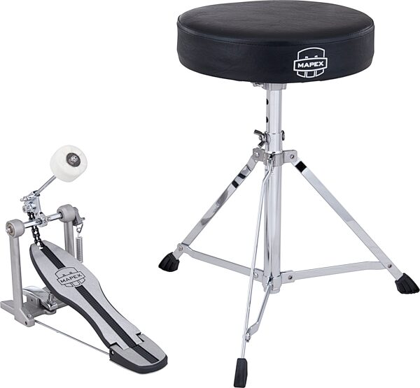 open zoom image for Mapex P250 Chain Drive Bass Drum Pedal, Silver, Bundle with Mapex T400 Drum Throne, Action Position Back