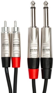 open zoom image for Hosa Pro Unbalanced Dual REAN 1/4 Inch TS to RCA Stereo Interconnect Cable, 15 foot, Detail