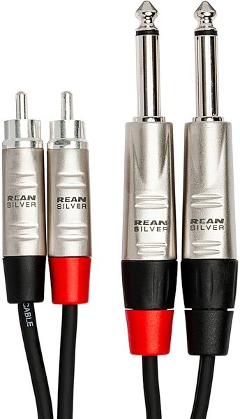 open zoom image for Hosa Pro Unbalanced Dual REAN 1/4 Inch TS to RCA Stereo Interconnect Cable, 15 foot, Action Position Back
